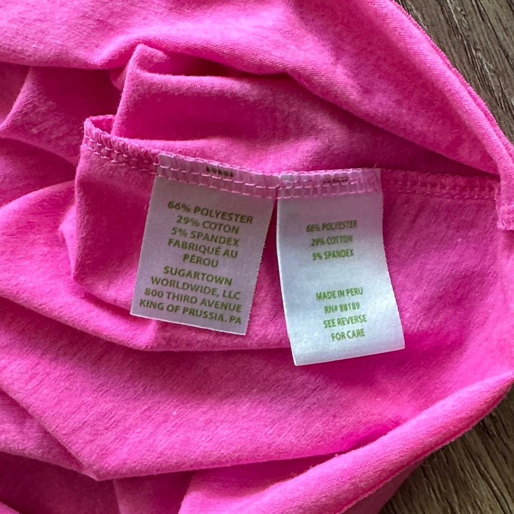 Lilly Pulitzer Fontaine 3/4 Sleeve Top Pink Small Bell Sleeve Boatneck - Picture 4 of 5